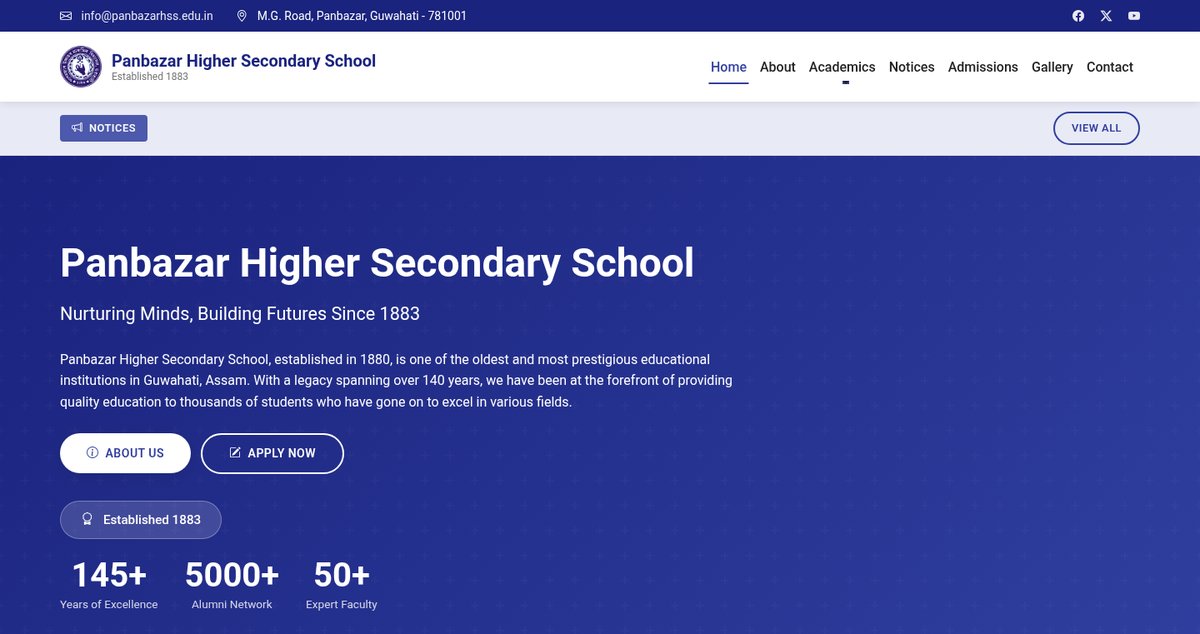 Panbazar Higher Secondary School website screenshot